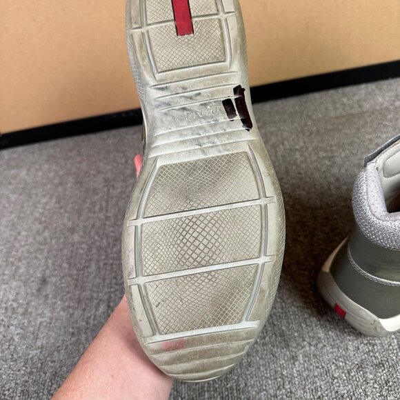 Prada Patent Strap Americas Cup Sneakers in Grey Patent Leather UK 7.5 / US 8.5 - Picture 8 of 10